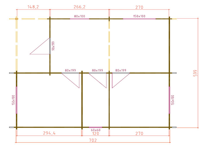 Plano 2 de casa Arlazon de 42 m2.