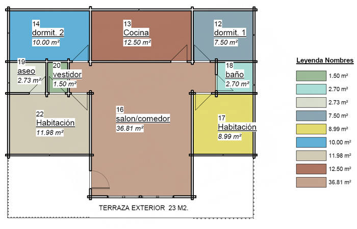 Plano 3 de casa Francia de 126 m2.