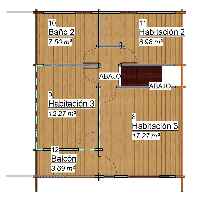 Plano 4 de casa Toledo de 125 m2.