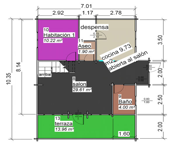 Plano 1 de casa Torrevieja de 129 m2.