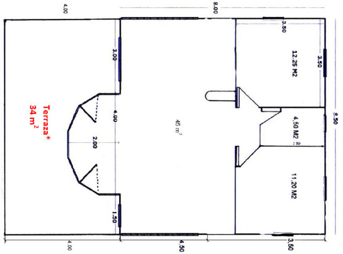 Plano 1 de casa Vitoria de 68 m2.